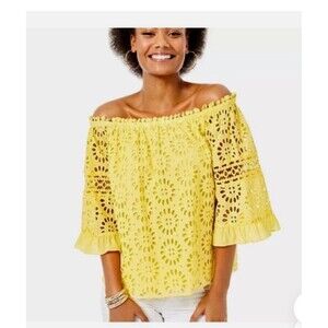 Lilly Pulitzer Laurenne Off-the-Shoulder Eyelet Top Size M